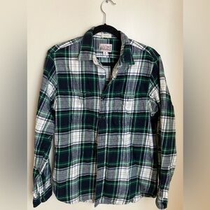 Men’s J. Crew green & blue flannel button up size medium